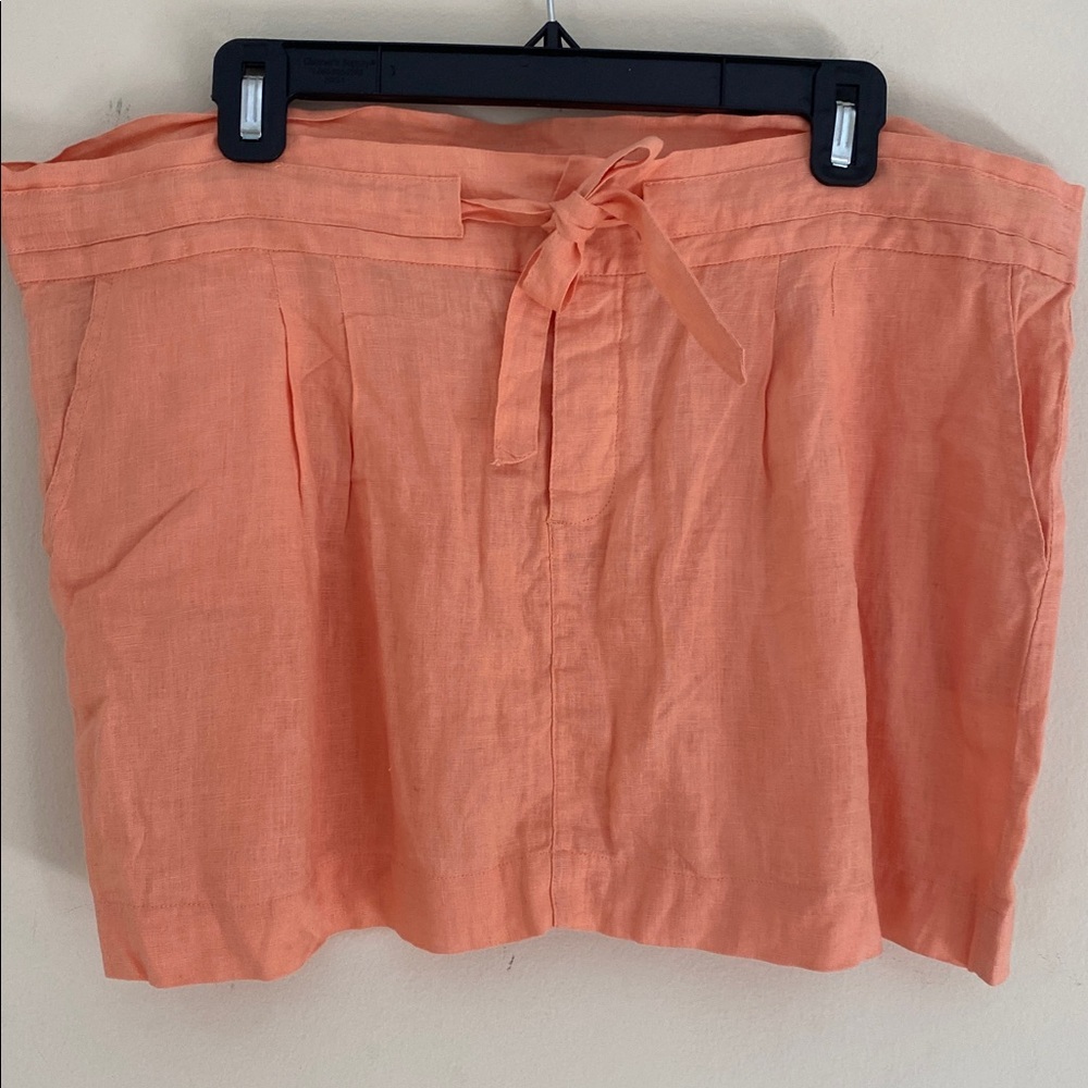NWT peach melon linen drawstring linen mini skirt Sz M